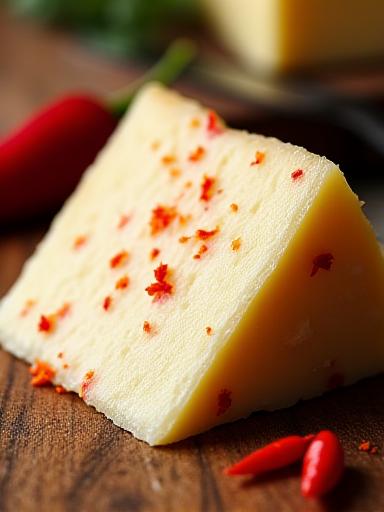 Formaggio pecorino stagionato al peperoncino.